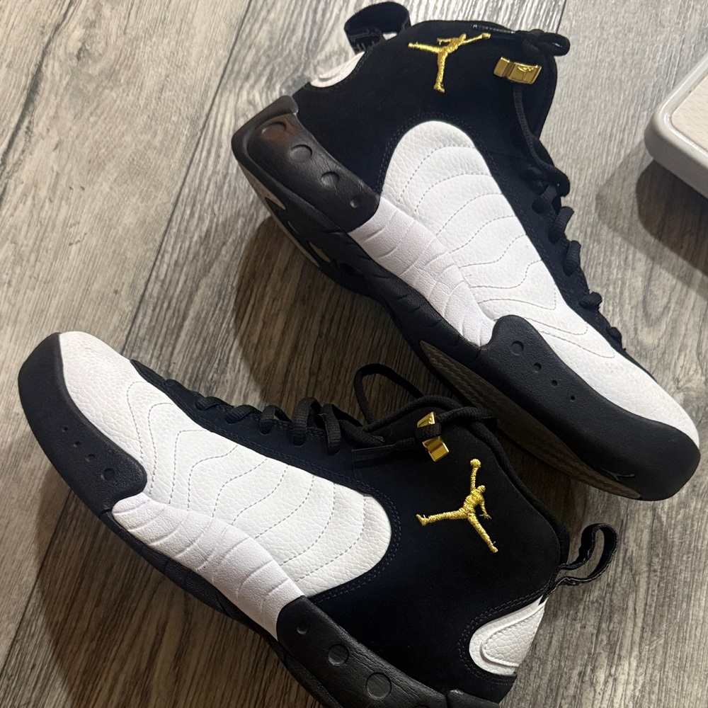 Jordan Black and White Sneakers with Gold Accents